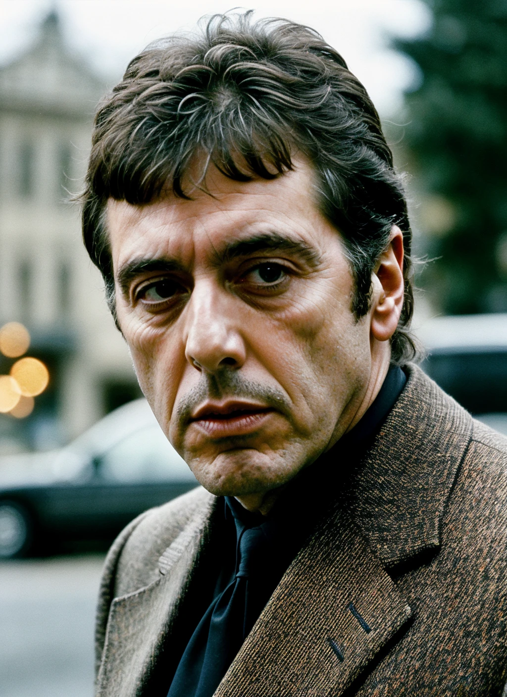 RAW photo of 40 years old alpacino-ti, natural lighting, 8k uhd, dslr, high quality, film grain, Fujifilm XT3, <lora:add_detail:0.7>, by Peter Lindbergh, christmas theme, masculine