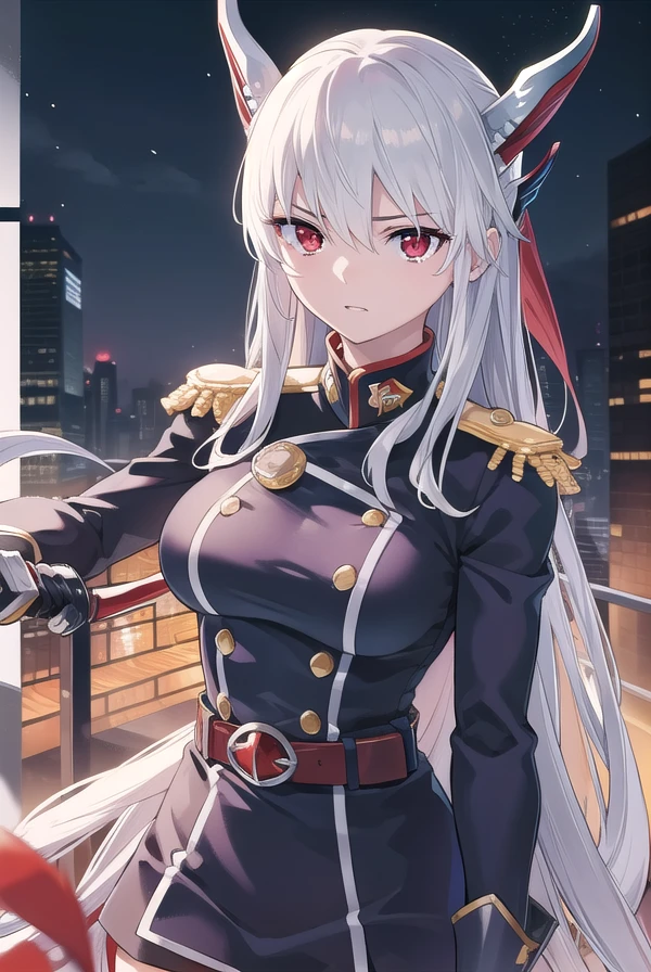 kyoukauzen, <lora:kyouka uzen manga-lora-nochekaiser:1>,
kyouka uzen, long hair, (red eyes:1.5), very long hair, white hair,
BREAK thighhighs, gloves, hat, boots, belt, sword, uniform, zettai ryouiki, military, military uniform, thigh boots, shako cap,
BREAK outdoors, space, starry sky, star \(sky\), moon,
BREAK looking at viewer, (cowboy shot:1.5),
BREAK <lyco:GoodHands-beta2:1>, (masterpiece:1.2), best quality, high resolution, unity 8k wallpaper, (illustration:0.8), (beautiful detailed eyes:1.6), extremely detailed face, perfect lighting, extremely detailed CG, (perfect hands, perfect anatomy),
