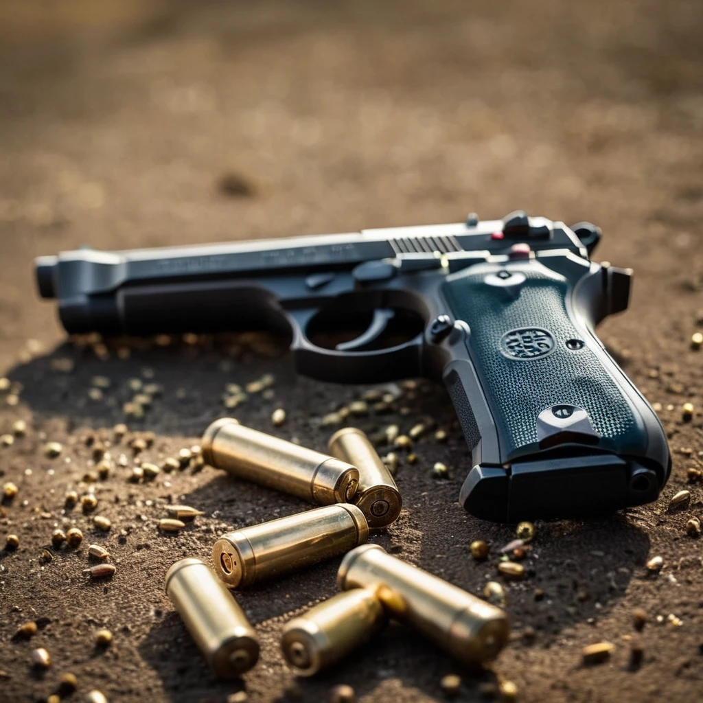 cinematic film still of <lora:Beretta 92FS:1.2>
Beretta 92FS a gun laying on the ground next to a bunch of bullet shells perfection
, shallow depth of field, vignette, highly detailed, high budget, bokeh, cinemascope, moody, epic, gorgeous, film grain, grainy