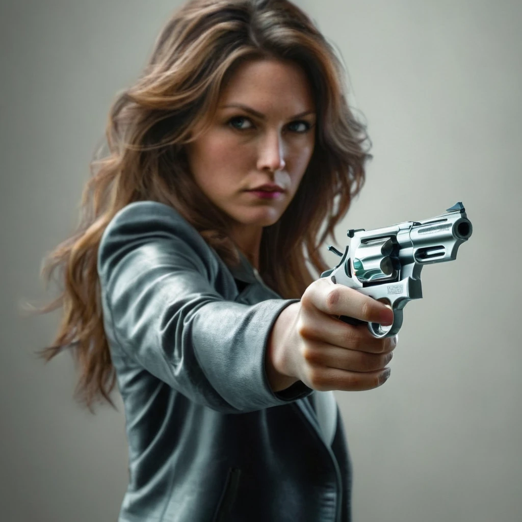 Hyperrealistic art of <lora:0.44 magnum revolver:1.2>
0.44 magnum revolver a woman aiming a gun in font of camera perfection, Extremely high-resolution details, photographic, realism pushed to extreme, fine texture, incredibly lifelike