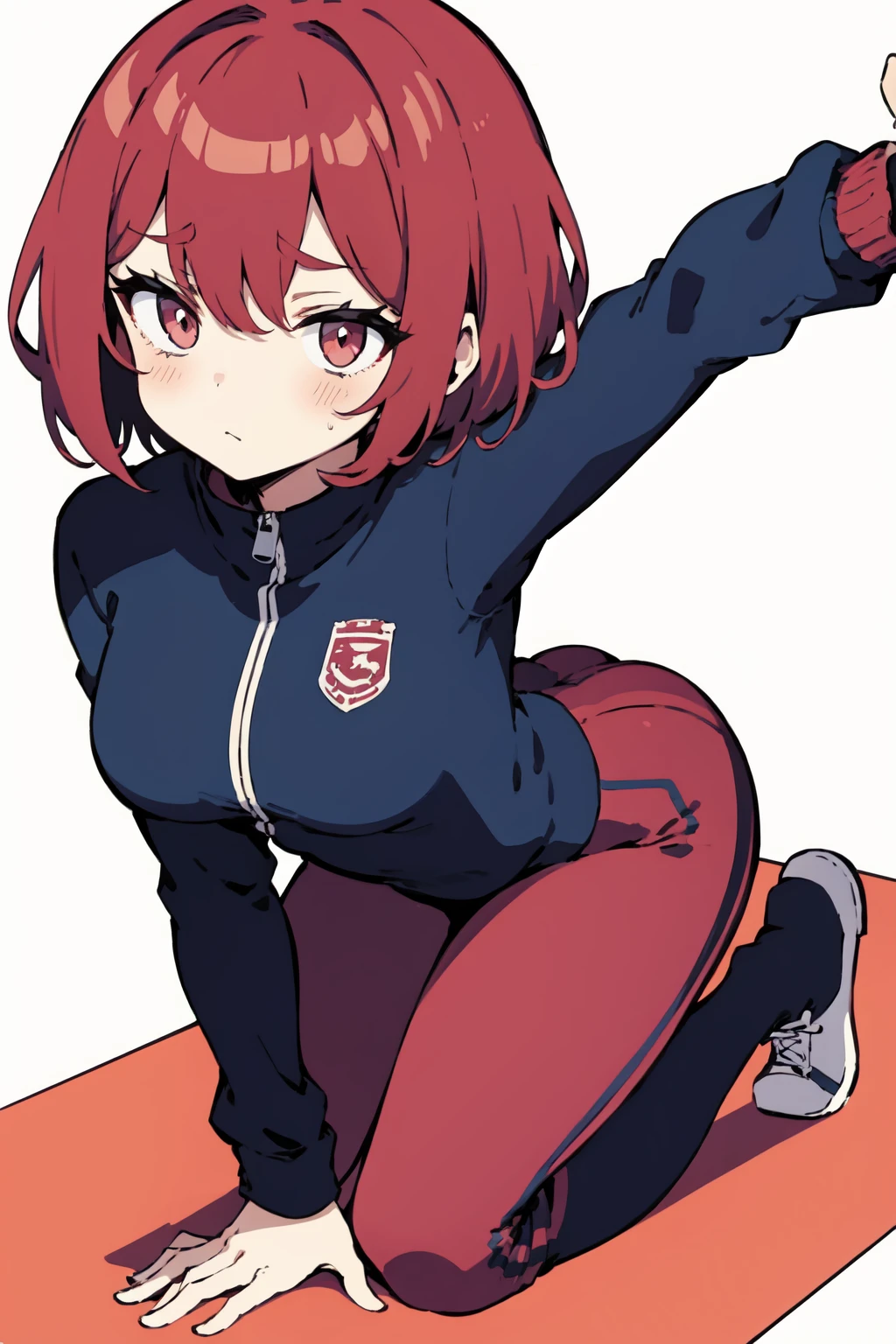 ((Best quality)), ((personage de manga)), ((cheveux rose,court, )), ((yeux rouge sang)),((simple book)), ((nez simple)), ((un regard dans le vide)),
((an ebony color pea)), ((faisant du sport)),((portant un collant))
((doggy pose)),((collé against the wall)), (( with a skin color tight suit )),((big boobs)),((bigger boobs)),((with only x chapped patches on nipples)), ((assis sur les genous de quelqu'un)),((peau brun)),((peau brun ebene)), ((grande fesse)),((grand fesse)) ((se tient de face))