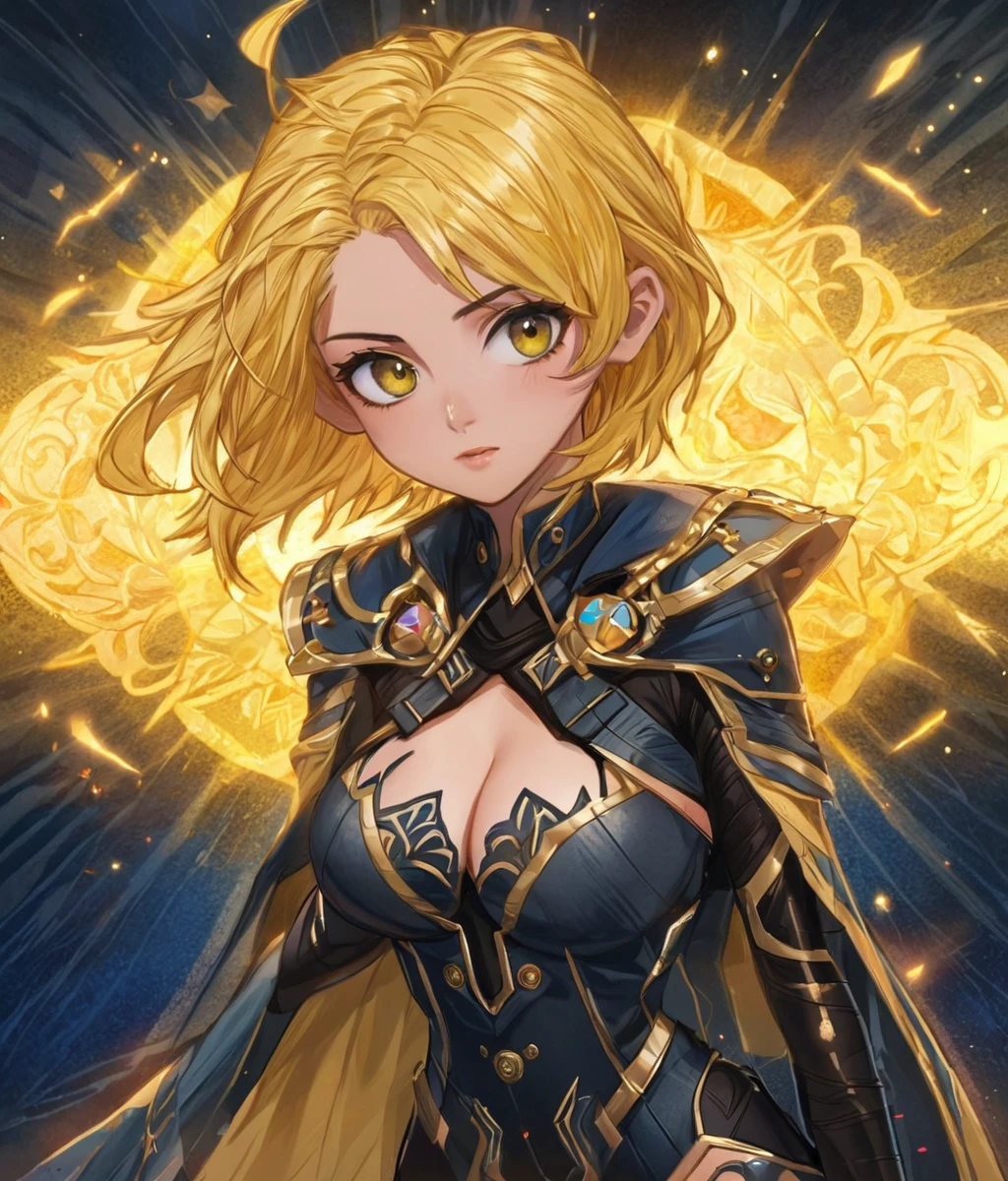 <lora:MadTale Style v2.0 XL:1.4> (madtalestyle:1.5), full body, (masterpiece), best quality, highres, 4k, 8k, intricate detail, cinematic lighting, amazing quality, amazing shading, soft lighting, Detailed Illustration, official artwork, anime style, wallpaper, official art, ultra detailed skin, ultra detailed face, perfect eyes, small skin imperfections, 1girl, Asymmetrical haircut, saggy breasts, Busty body, hazel eyes, Canary yellow hair, (cosmic explorer gazing upon a supernova up close from her star-bound ship) ((encaustic:1.4), (printmaking:1.2), (colored graphite:1.4), (acrylics:1.2), (watercolor:1.2), (filigree:1.0):1.2) (rough sketch) , concept art, digital art, illustration, league of legends style concept art, inspired by wlop style