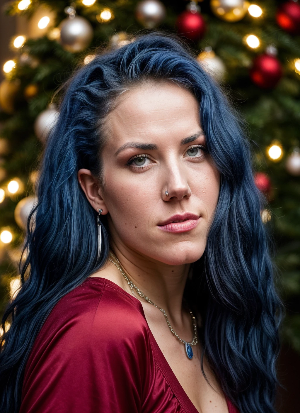 RAW photo of 20 years old alissawhitegluz-ti, natural lighting, 8k uhd, dslr, high quality, film grain, Fujifilm XT3, <lora:add_detail:0.7>, by Peter Lindbergh, christmas theme, young