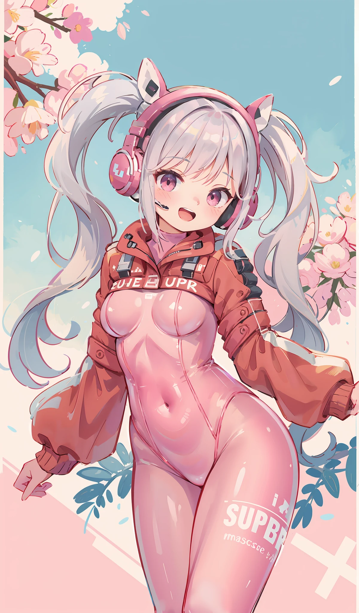 (1girl),(solo:1.2),masterpiece,best quality,illustration,highres,extremely detailed 8k wallpaper,third-party edit,depth of field,game CG,
nice hands,perfect hands,<lora:NIKKE_AliceLora-000018:0.9>,<lora:GoodHands-beta2:1>,
pink bodysuit,latex,pink twintails,headphones,slight smile,(slim legs:1.2),hands on waist,from front,