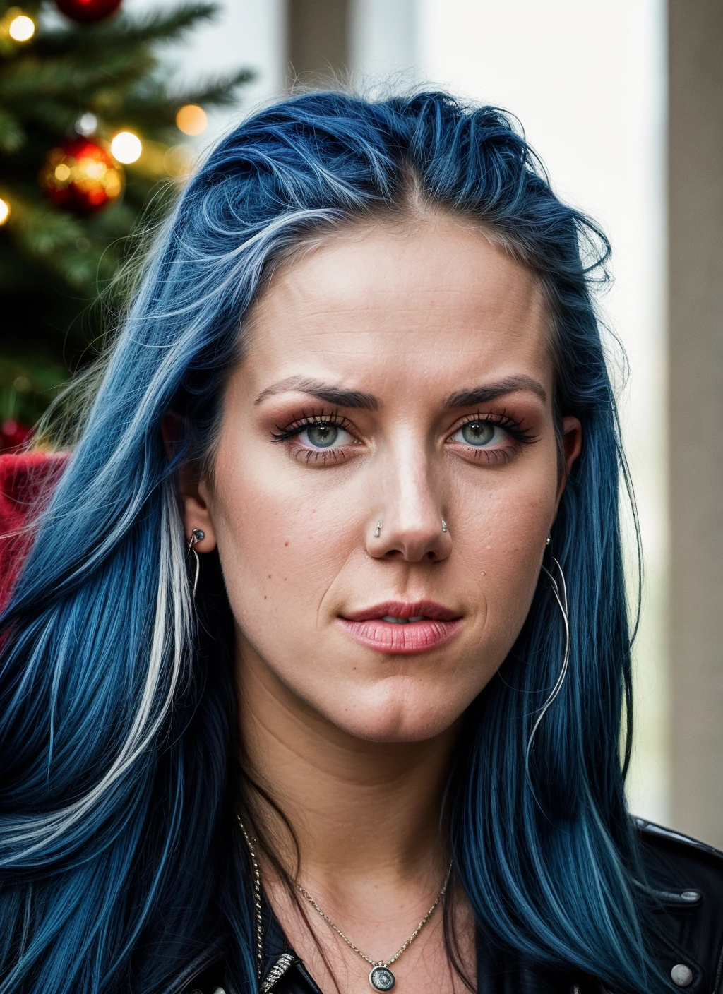 RAW photo of 20 years old alissawhitegluz-ti, natural lighting, 8k uhd, dslr, high quality, film grain, Fujifilm XT3, <lora:add_detail:0.7>, by Peter Lindbergh, christmas theme, young