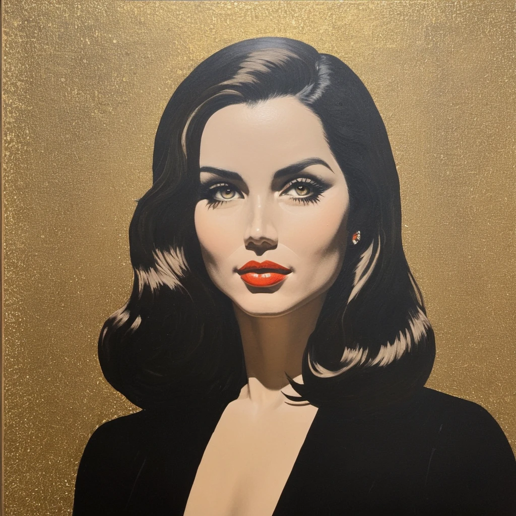 A 1970's noir gauche style painting of a woman, masterpiece, detailed