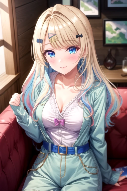 (best quality:1.1), (masterpiece:1.4), wallpaper, 1girl, solo, , , , , , <lora:runa_shirakawa:0.84>, runa_shirakawa, blonde hair, blue eyes, long hair, bangs, multicolored hair, , , hairclip, , , , , jumpsuit, , , HD-DVD