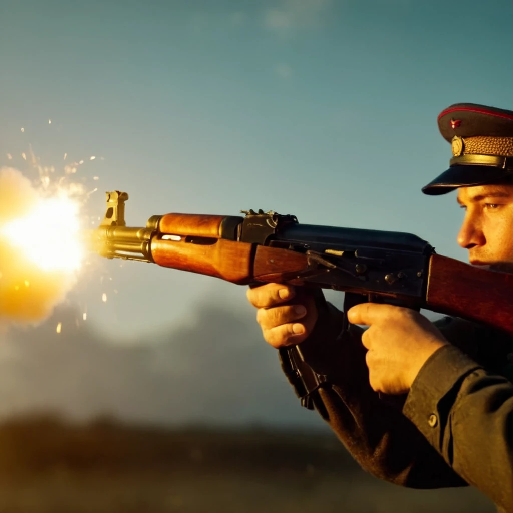cinematic film still of <lora:AK-47:1.5>
AK-47 a person shooting an AK-47 gun in sky with a muzzle flash coming out of it perfection, shallow depth of field, vignette, highly detailed, high budget, bokeh, cinemascope, moody, epic, gorgeous, film grain, grainy
