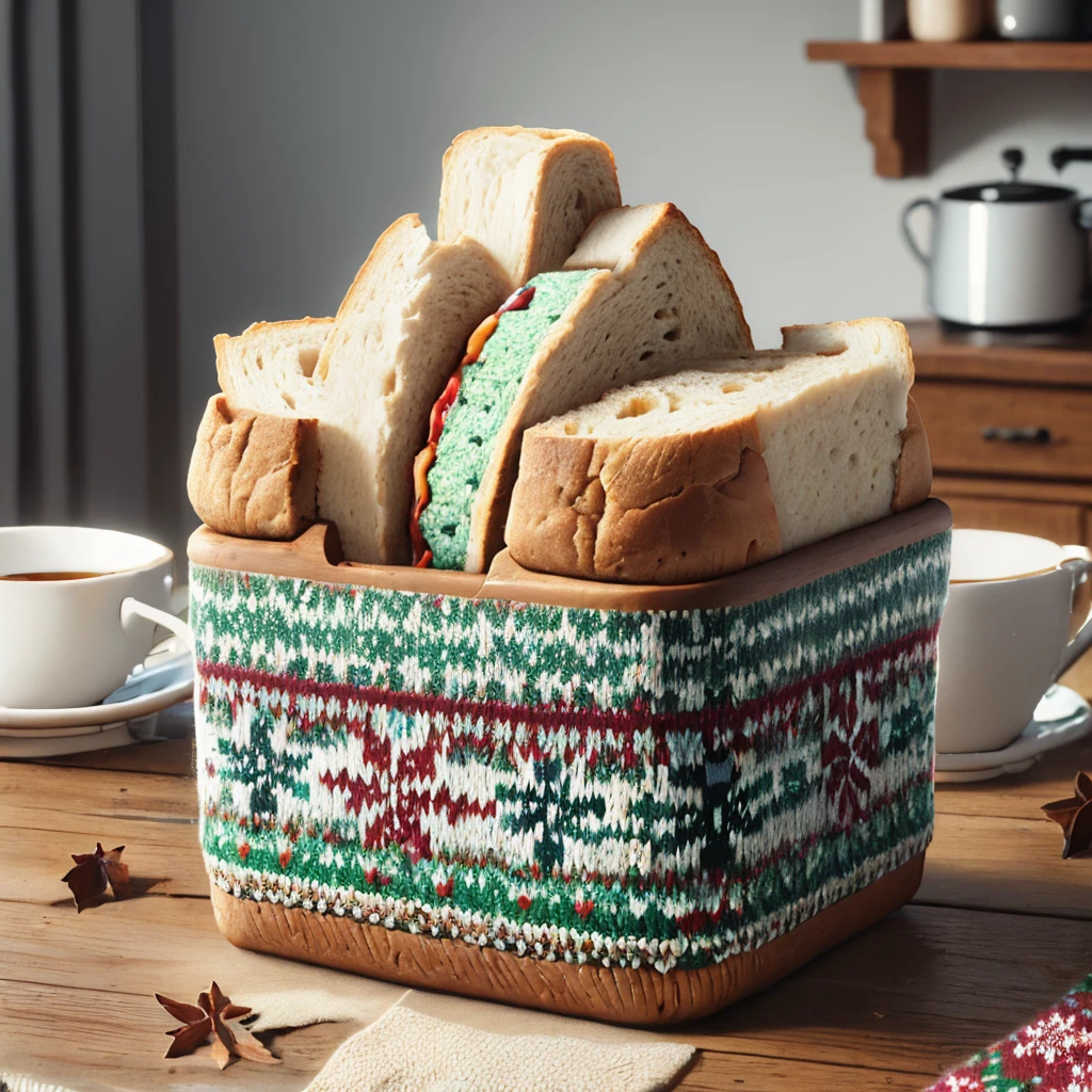 (masterpiece, best quality:1.2), christmassweater, christmas, no humans, sandwich <lora:world_christmassweater-20:1>