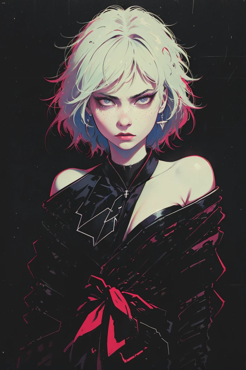soothing tones, muted colors, high contrast, (hyperrealism, soft light, sharp),
1 girl, adult german woman, freckles, black eyes, black hair, ombre,
Style-GravityMagic, focus on character, portrait, (battlescars:0.7), looking at viewer, solo, half shot, detailed background, ninja theme:1.1), cursed sailor, dark expression, camp, peaceful, sunrise, dark fantasy atmosphere, <lora:PUNK-000005:.8>