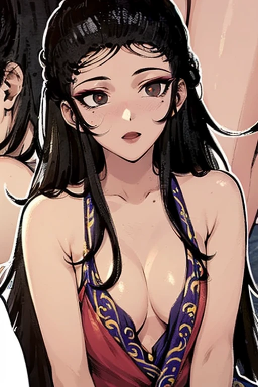 <lora:panjinlian-09:0.9>Black long hair, red eye shadow,slender,Red Hanfu,Long legs,((extremely realistic shading, masterpiece, extremely detailed, photorealistic))