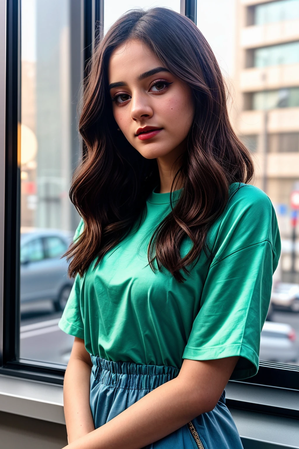 1 garota em, 19 anos, Sozinho, Cabelo longo, Colossal , olhando para o espectador, cabelo loiro, Ombros nus, olhos castanhos, joia, corpo todo, um colar, fora dos ombros, Sweaters, realista, Uma sexy