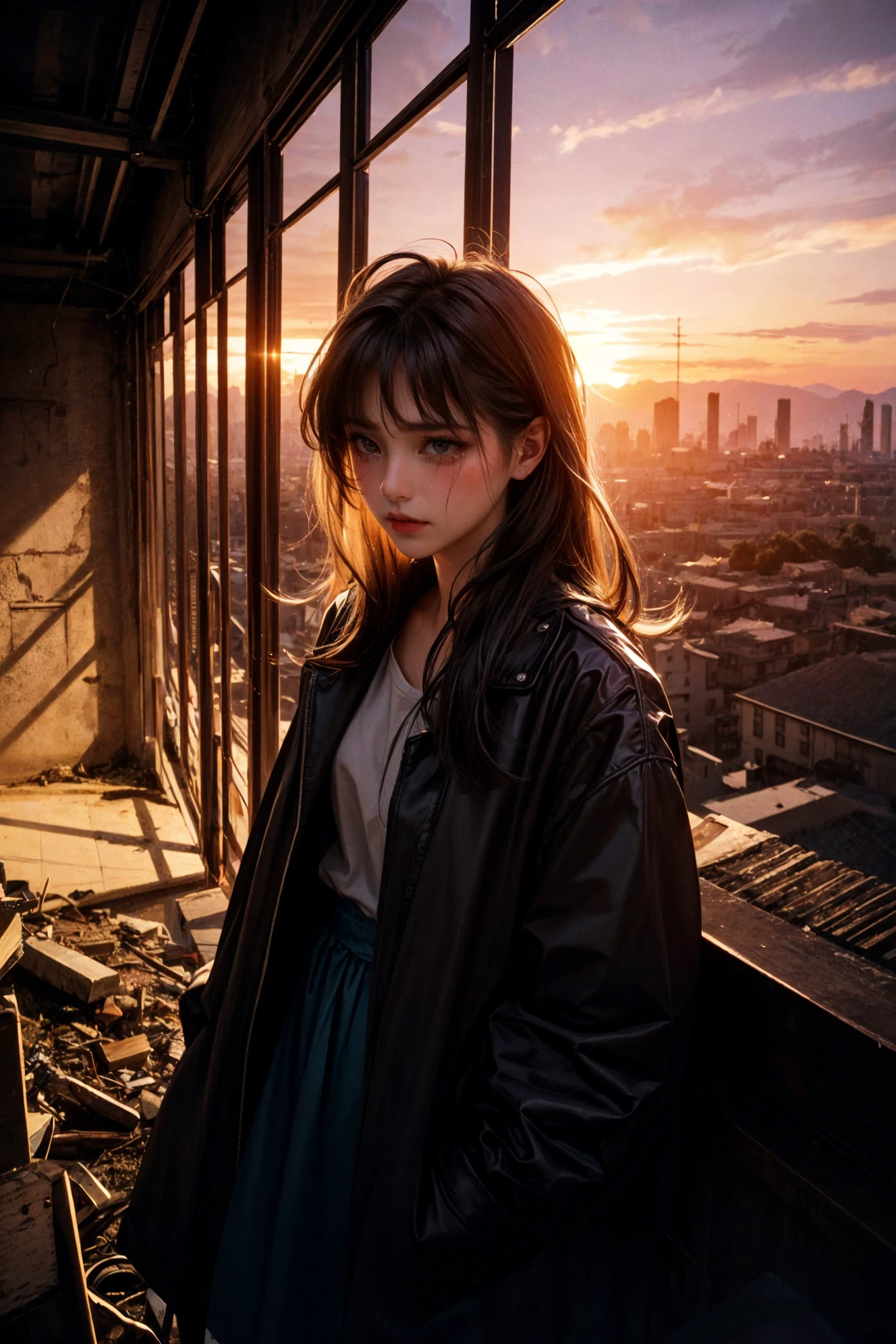 portrait of 1girl by Bill Henson,depressed,tears,streaming tears,ruins,shadows,dramatic lighting,sunset,
contemporary,dark,expressionism,dystopia,industrial,