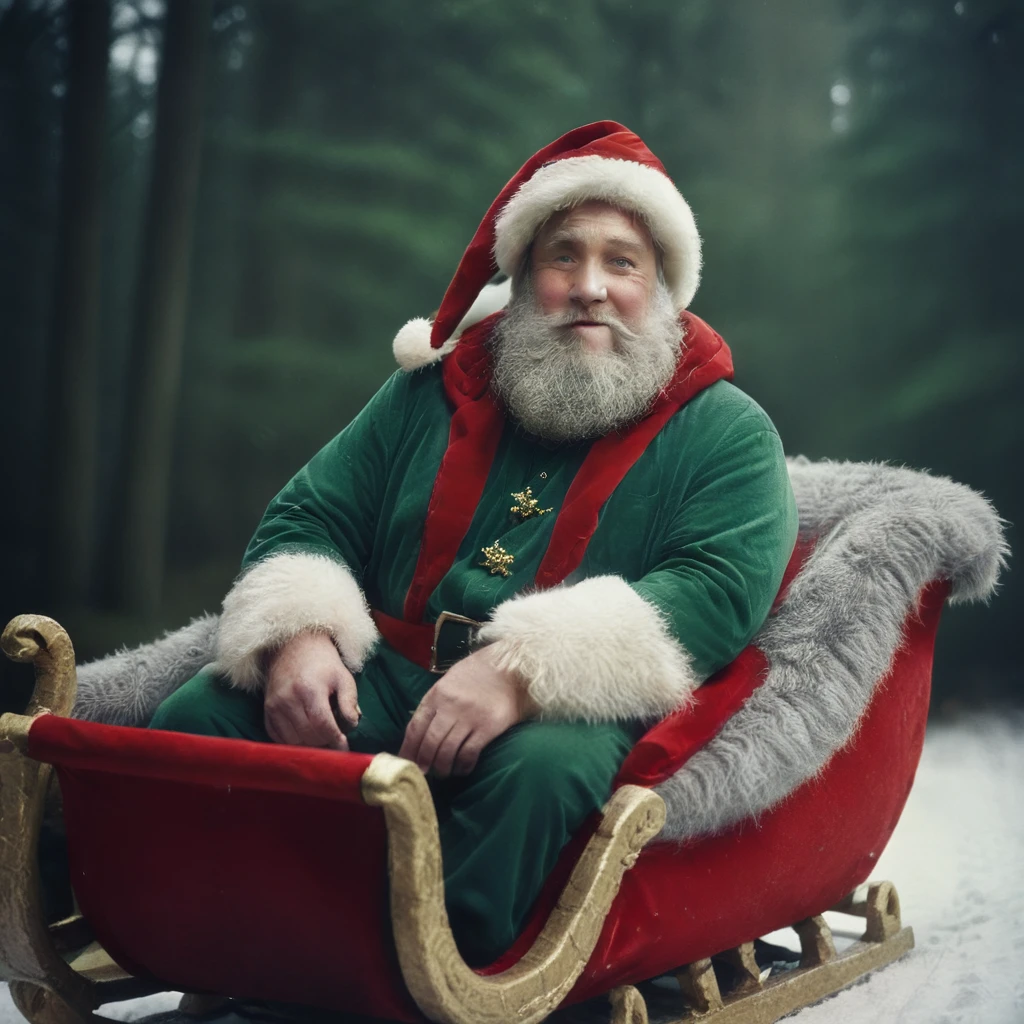 sc, portrait, father christmas sitting in a sleigh, full shot <lora:KK__Traditional_Father_Christmas_SDXL:1>