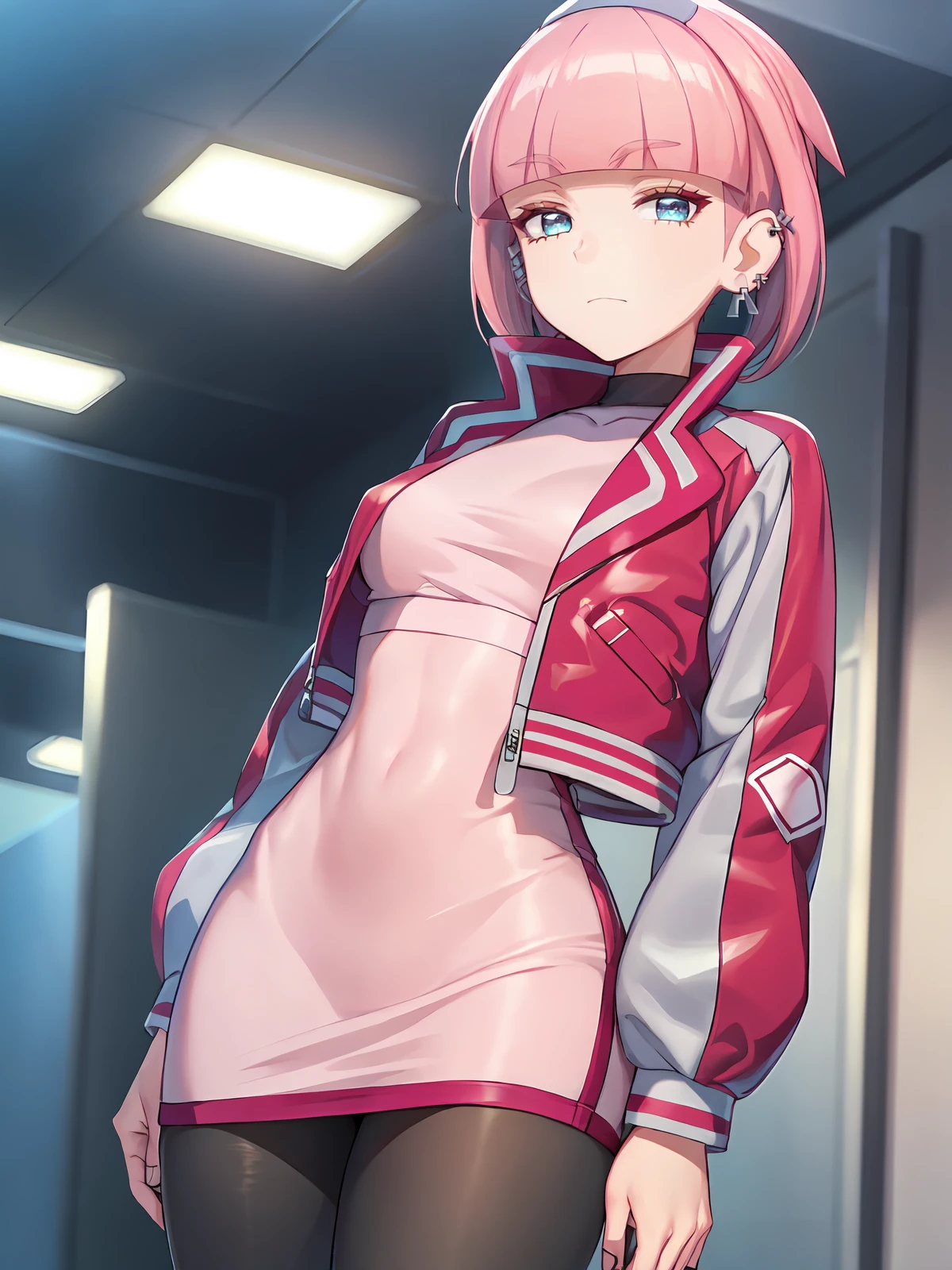 Earth Army、Frey Ulster、 uniform, pink army,white jacket, white uniform,黒いタイトmini skirt、mini skirt,
whiteパンティ、_have,squatting in front、spread legs、show white panties,
前hair,red_hair, length_hair,blue eyes,a White bow in her hair,
1 girl, 20 years,young woman,beautiful Finger,beautiful length legs,beautiful body,beautiful Nose,beautiful character design, perfect eyes, perfect face,expressive eyes, looking at the viewer, in the center of the image,(light_笑face:0.5), official art,Highly detailed CG Unity 8k wallpaper, perfect ラEarth Army、Frey Ulster、 uniform, pink army,white jacket, white uniform,クロmini skirt, white_have,squatting in front、spread legs、show white panties, 前hair,red_hair, length_hair,blue eyes,a White bow in her hair, 1 girl, 20 years,young woman,beautiful Finger,beautiful length legs,beautiful body,beautiful Nose,beautiful character design, perfect eyes, perfect face,expressive eyes, looking at the viewer, in the center of the image,(light_笑face:0.5), official art,Highly detailed CG Unity 8k wallpaper, perfect ラlighting,colorful, bright_front_face_lit,shiny skin, (masterpiece:1.0),(Highest_quality:1.0), 超High resolution,4k,super detailed, photograph, 8k, HDR, High resolution, disorganized:1.2, kodak portrait 400, film grain, blurred background, Bokeh:1.2, Lens flare, (lively_color:1.2) (beautiful,big_chest:1.0), (beautiful_face:1.5),(narrow_waist)lighting,colorful, bright_front_face_lit,shiny skin, (masterpiece:1.0),(Highest_quality:1.0), 超High resolution,4k,super detailed, photograph, 8k, HDR, High resolution, disorganized:1.2, kodak portrait 400, film grain, blurred background, Bokeh:1.2, Lens flare, (lively_color:1.2) (beautiful,big_chest:1.0), (beautiful_face:1.5),(narrow_waist)