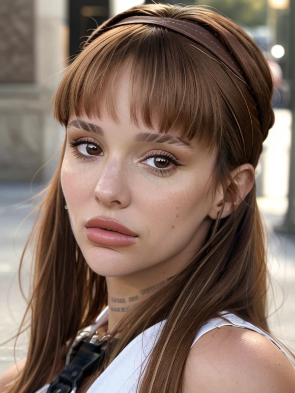 gquality, <lora:joaqui-10:1> joaqui, 1girl, solo, looking at viewer, brown hair, hairband, black eyes, portrait, realistic