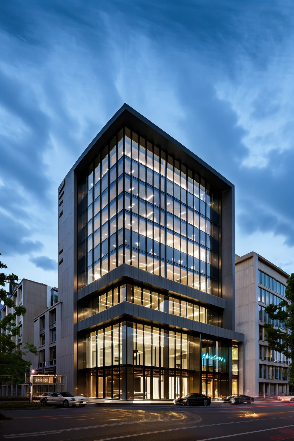 <lora:JJsOffice_Building:1>, masterpiece , best quality, ((Office Building)), outdoors, cloud, blue sky, no humans, building, scenery, street, car, day, glass wall, <lora:add_detail:.5>
soft lighting, high quality,