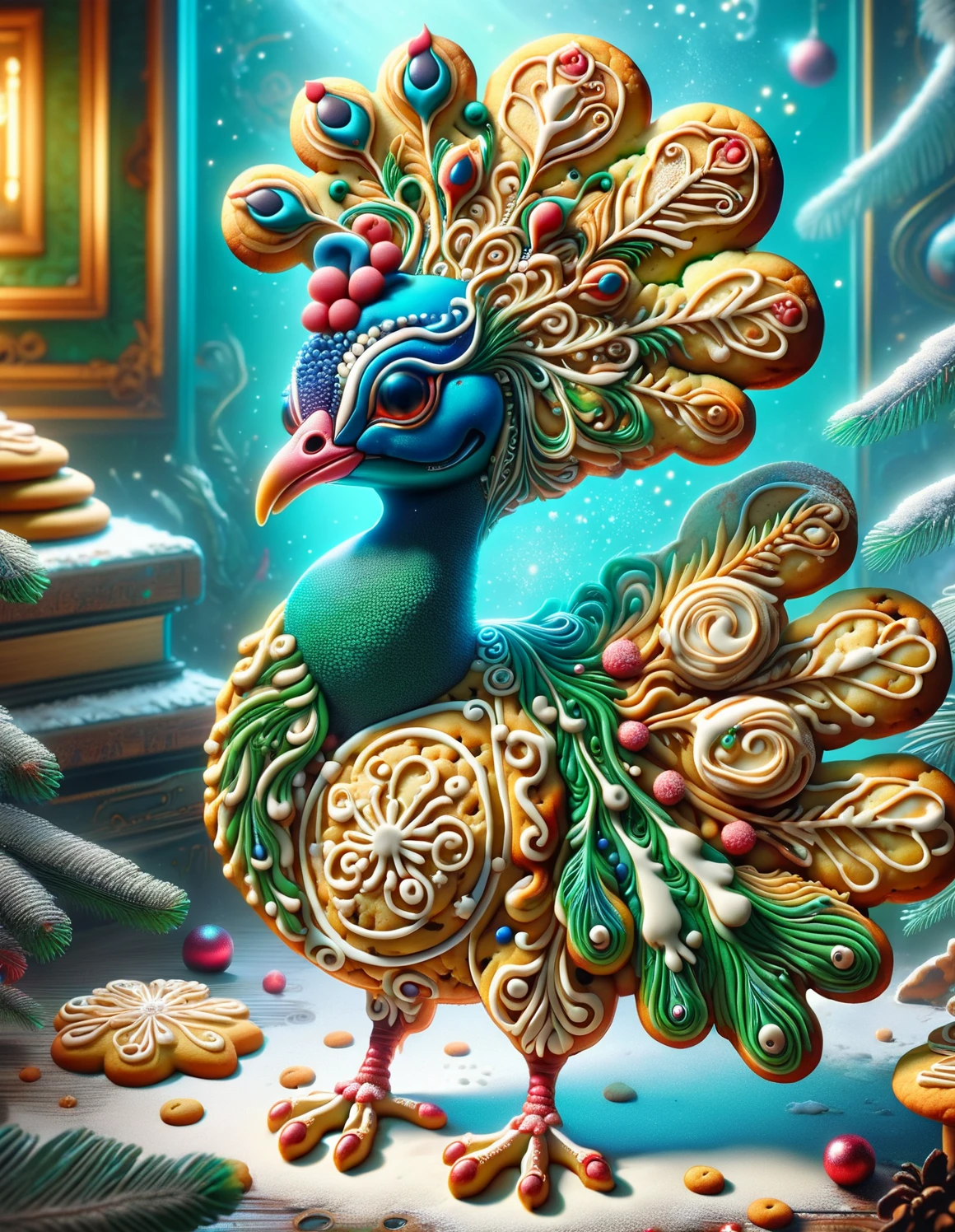 <lora:SDXLSugarCookie:1> sugarcookiestyle, Portrait of a beautiful peacock, by Ismail Inceoglu, Gazelli, james jean, Anton Fadeev and Yoshitaka Amano, insanely detailed, 8k resolution, digital art, trending on artstation, Vibrant Colours, chibi style, a masterpiece, adorable friendly lovely