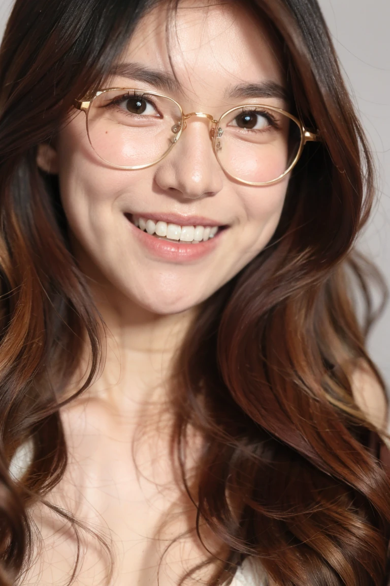 (8k, RAW photo, best quality, masterpiece:1.2), (realistic, photo-realistic:1.37), <lora:MCInf-000004:0.8>, MCInf, glasses, closeup, smile