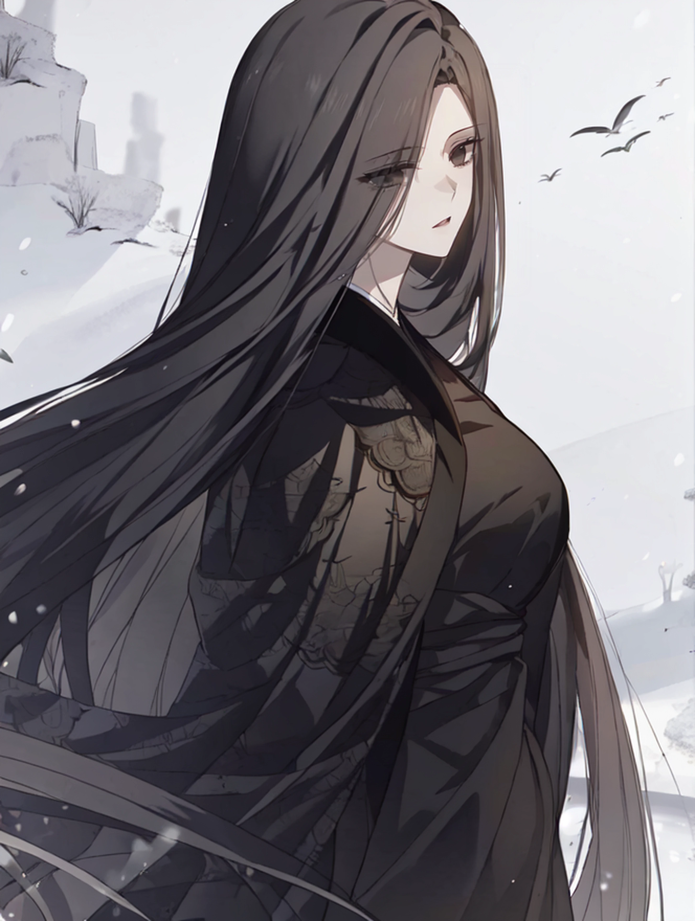masterpiece, (best quality), Seo Baek Hyang, 1girl, solo, long hair, beautiful woman, black eyes, black chinese clothe, <lora:Master 1.1:0.9>,