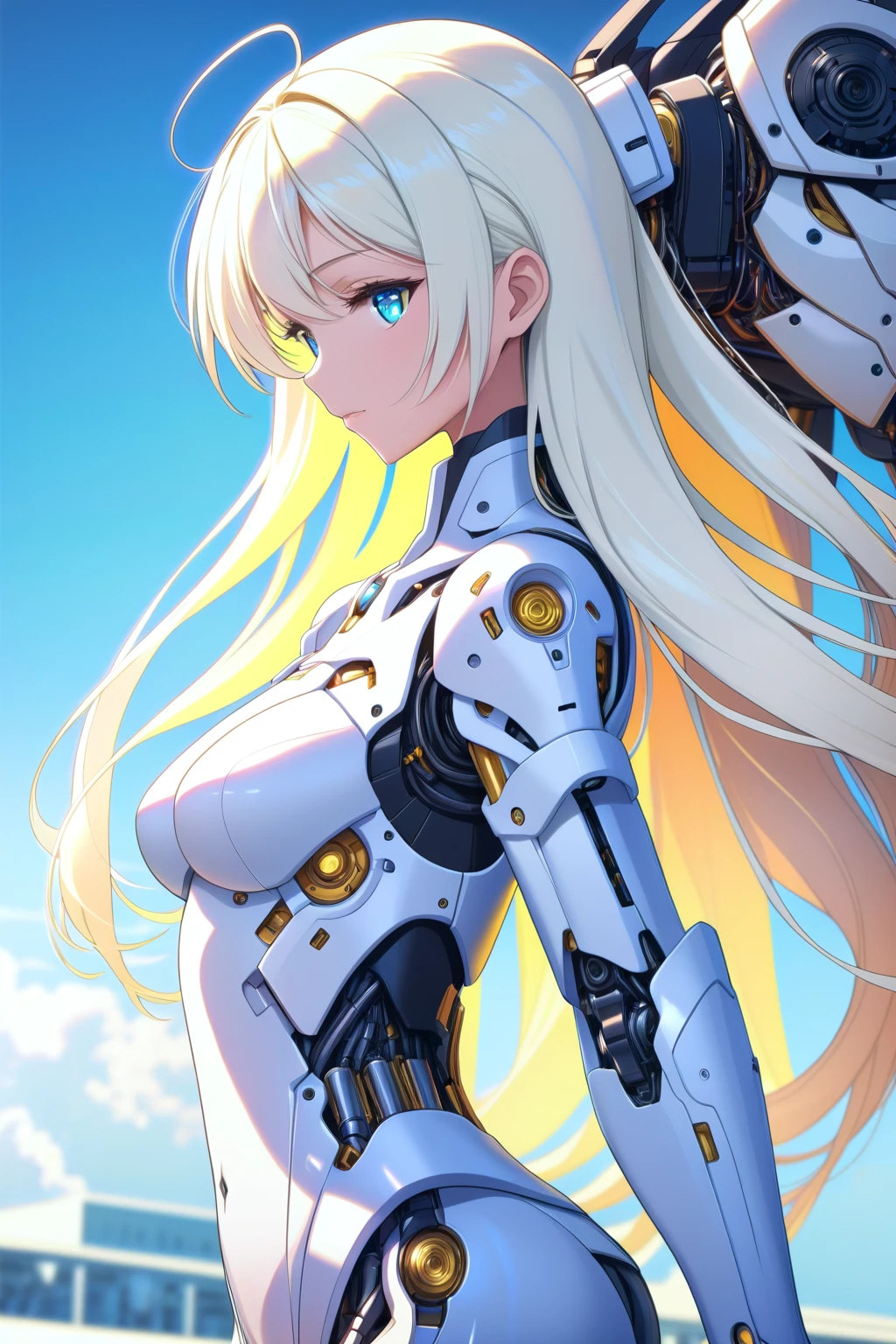 masterpiece,best quality,ultra detailed,
BREAA
mecha, cyborg, cybernetic, cyber suit, mech, exoskeleton,fembot, gynoid,fembot
cel anime, mecha musume, , white long hair, white messy hair, mechanical Bikini, standing, lookingat viewer, from side, flat shading, vivid luster, best quality