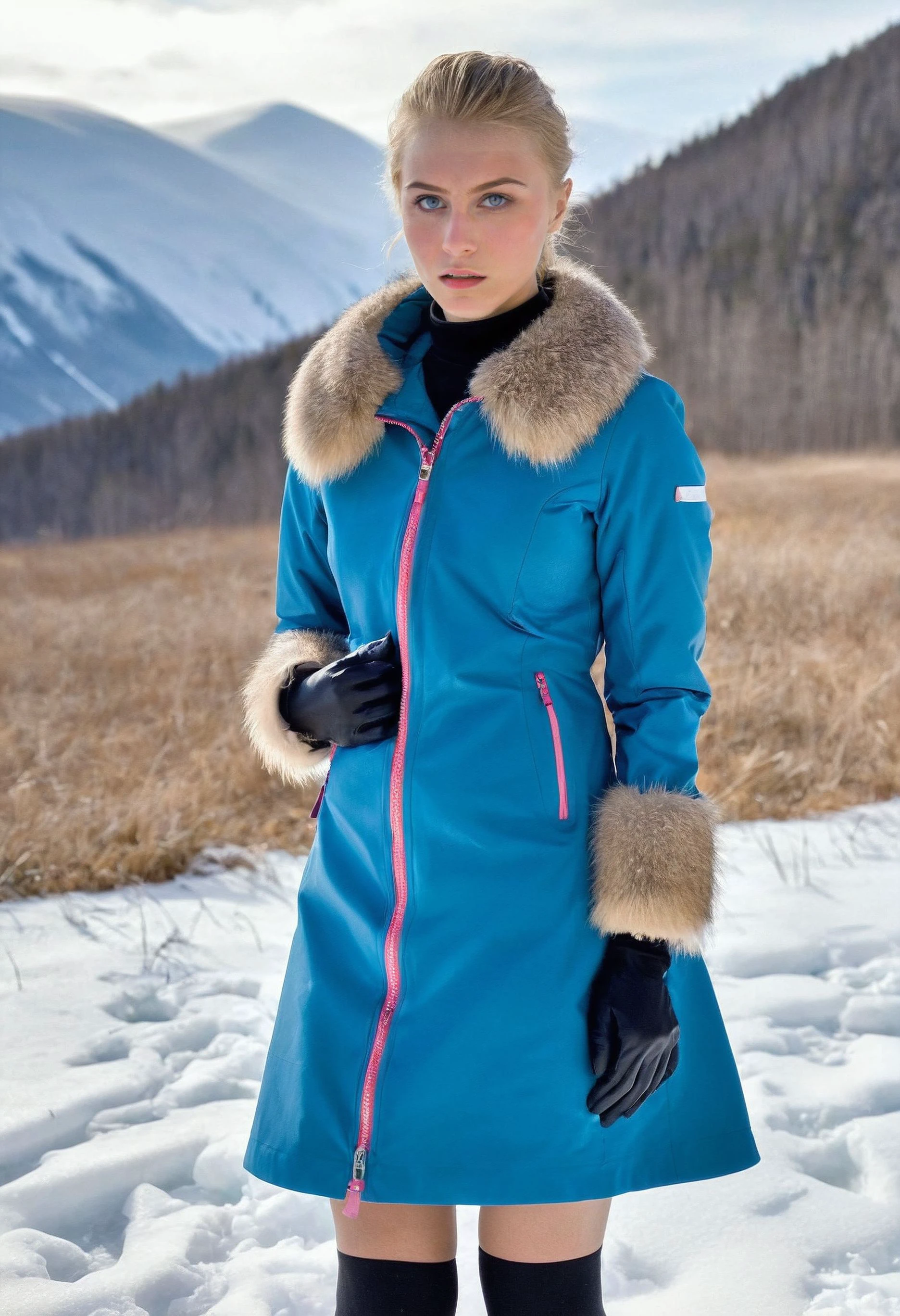 <lora:CharlotteCarmen_SDXL_v1.25-000057:1.1>  
 movie film photo of blue eyed  ((ohwx woman)) wearing a Valentino      Insulated dress An insulated dress with a fitted silhouette, zip closure, and a faux fur trimmed collar. Made from a waterproof and breathable material, such as nylon or polyester. cinematic photo RAW candid cinema, portrait in a frozen mountainous areas of Siberia, ((remarkable color)), (ultra realistic) Canon C700 High image quality, 4K resolution, and versatility Canon/Zeiss 14mm ISO 800, 1/50s, f/2.8, 10-bit 4:2:2, film, bokeh, professional, 4k, highly detailed