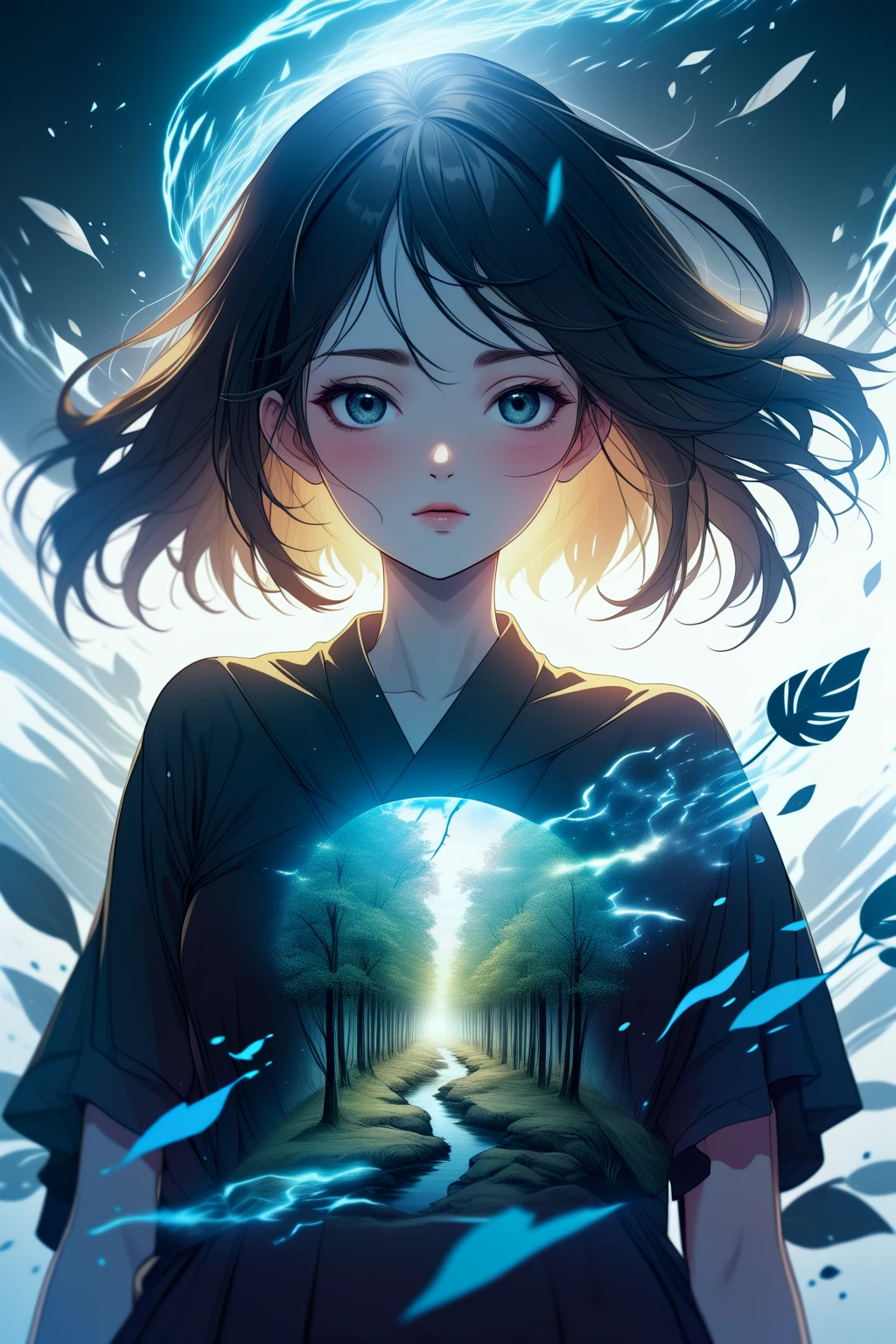 masterpiece, best quality, high quality, highres, absurdres,
1girl,double exposure, (layered images):1.2, merged visuals, evocative storytelling, dreamlike atmosphere, creative blending, thought-provoking composition
