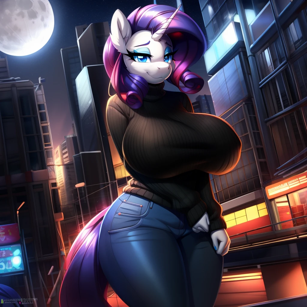 Horse, twilight sparkle, purple hair with pink, light purple fur, rear view, butt, hoodie, black hoodie, bottomless, tail above butt,