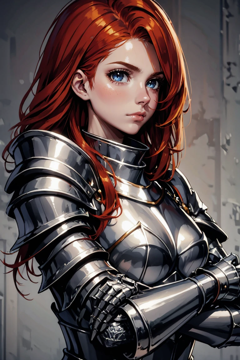 1girl, redhead, knight, paladin, portrait