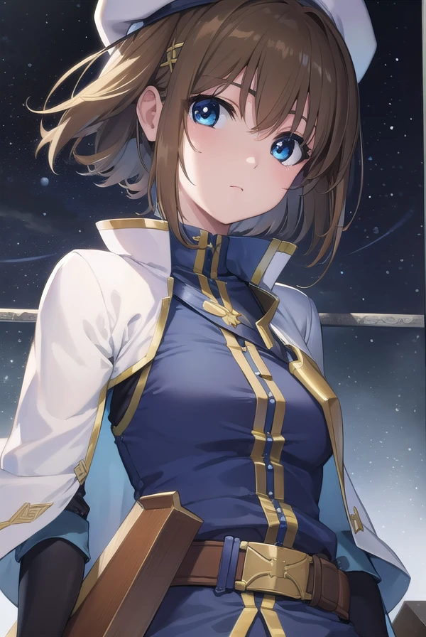 hayateyagami, <lora:hayate yagami v2-lora-nochekaiser:1>,
hayate yagami, yagami hayate, short hair, blue eyes, brown hair, hair ornament, x hair ornament,
BREAK fingerless gloves, gloves, hair ornament, hat, magic circle, magical girl, waist cape, wings,
BREAK outdoors, night, sky, starry sky, star \(sky\), moon,
BREAK looking at viewer, (cowboy shot:1.5),
BREAK <lyco:GoodHands-beta2:1>, (masterpiece:1.2), best quality, high resolution, unity 8k wallpaper, (illustration:0.8), (beautiful detailed eyes:1.6), extremely detailed face, perfect lighting, extremely detailed CG, (perfect hands, perfect anatomy),