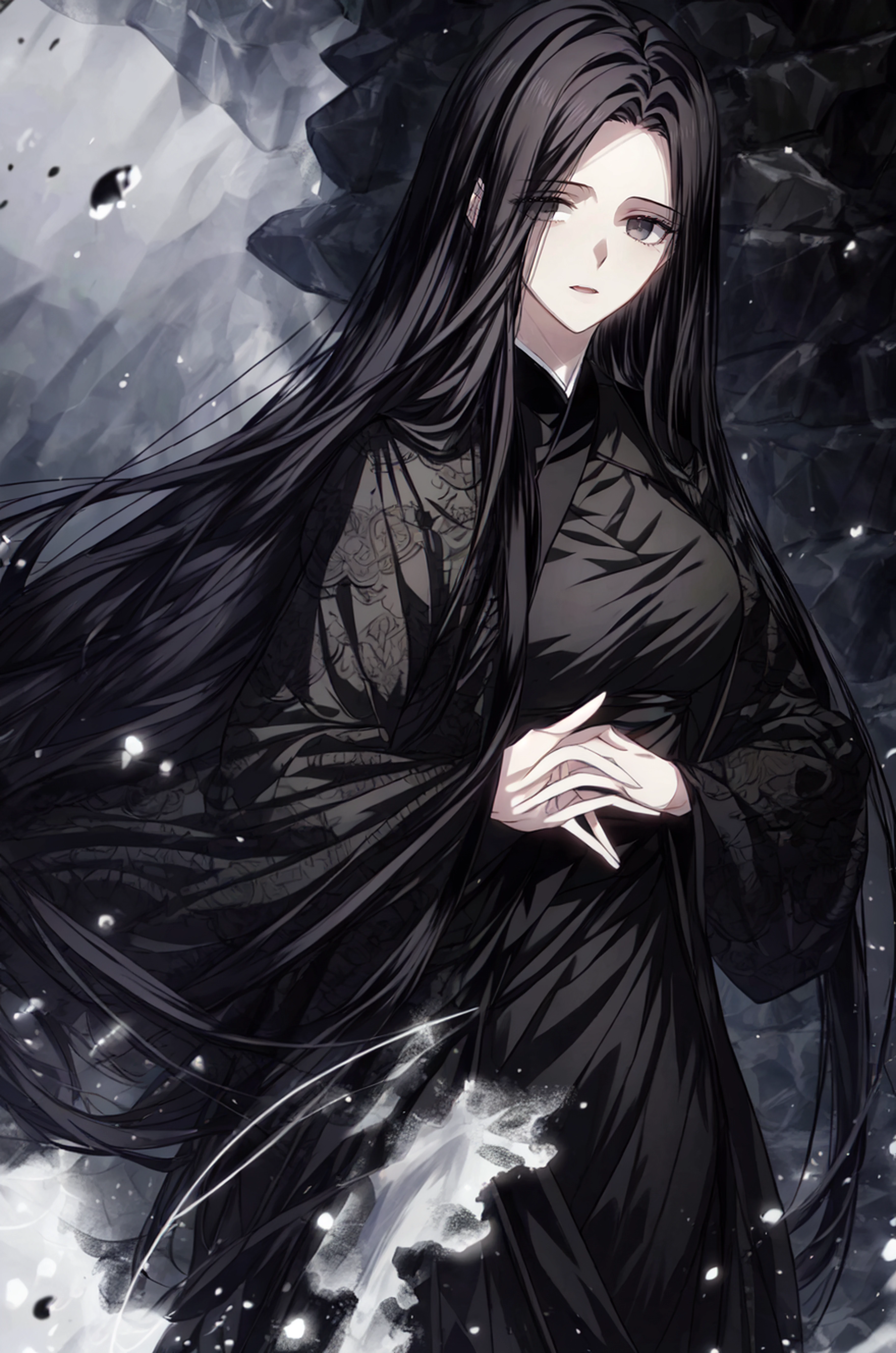 masterpiece, (best quality), cowboy shot, Seo Baek Hyang, 1girl, solo, long hair, black chinese clothes, perfect proportions, beautiful, black eyes, detailed face, showcase , (photorealistic:1.1) , <lora:add_detail:1>, <lora:Master 1.1:0.9>,