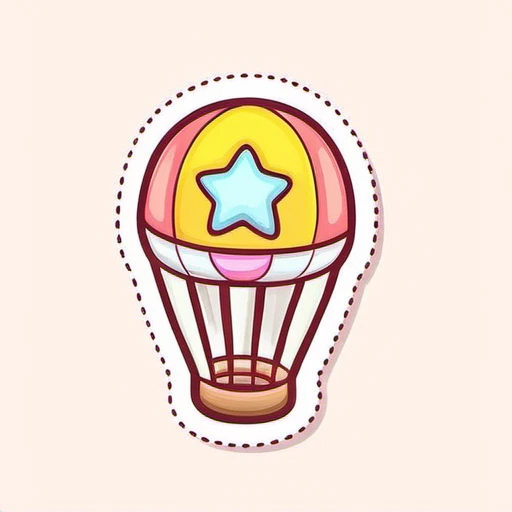 <lora:Game Icon InstituteXL3:1>,(masterpiece, top quality, best quality, official art, beautiful and aesthetic:1.2),(8k, best quality, masterpiece:1.2),a hot air balloon with a star on it's side and a pink background with a white outline,solo,simple_background,white_background,food,no_humans,candy,outline,white_outline,food_focus,jar,
