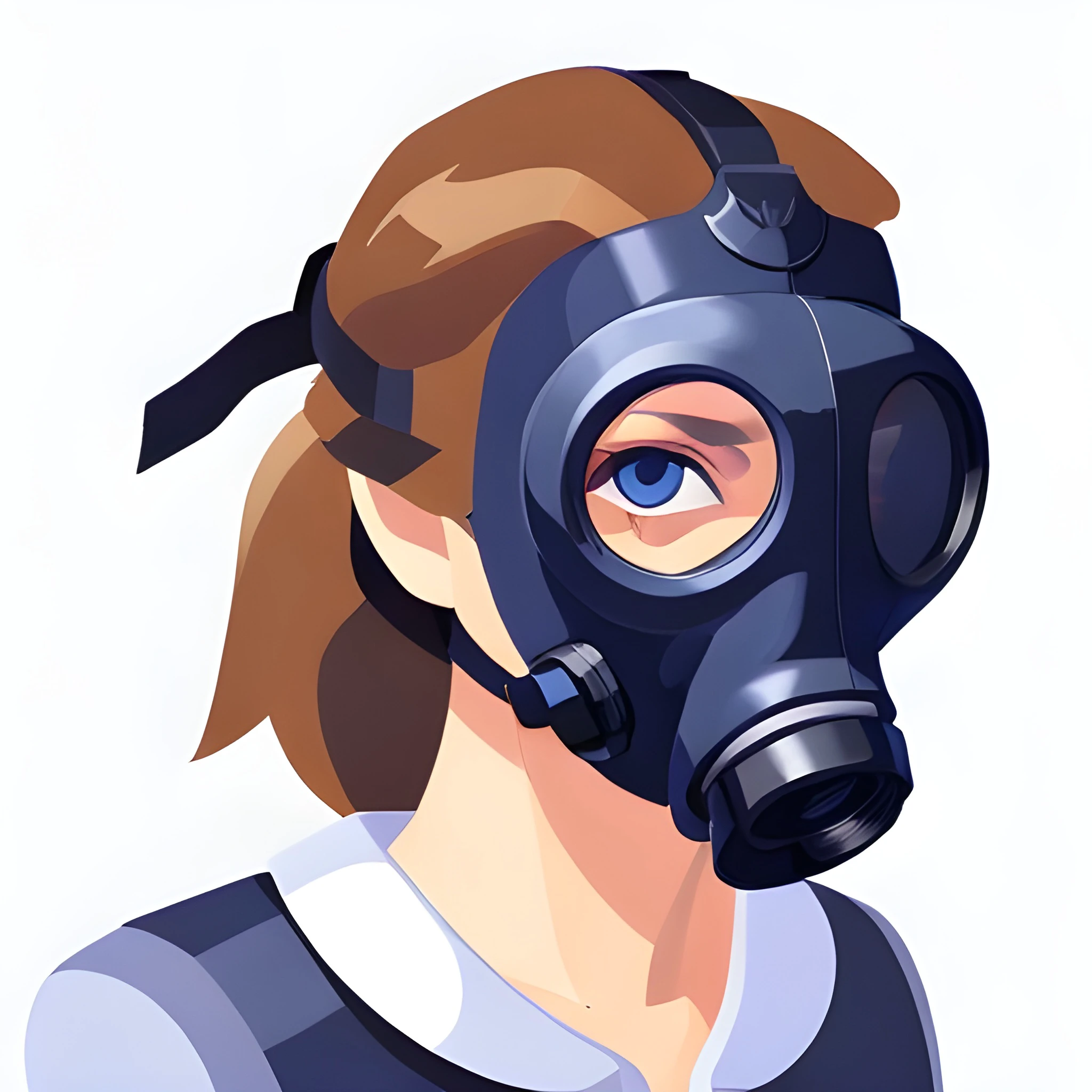  vector illustration , woman, blue eyes, colored redicon, icon, logo, (((white background))), (white borders), model 4 gasmask, looking at viewer
