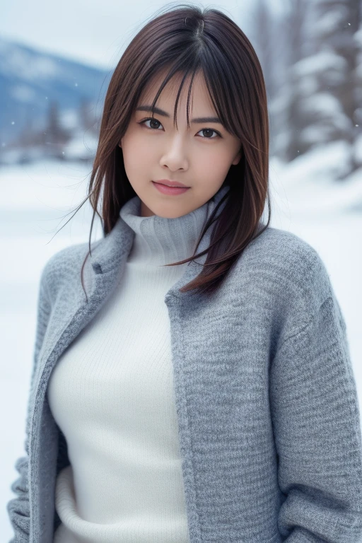 1girl,(wearing a turtleneck sweater),(winter jacket),(RAW photo, best quality), (realistic, photo-realistic:1.4), masterpiece, an extremely delicate and beautiful, extremely detailed, 2k wallpaper, Amazing, finely detail, extremely detailed CG unity 8k wallpaper, ultra-detailed, highres, soft light, beautiful detailed girl, extremely detailed eyes and face, beautiful detailed nose, beautiful detailed eyes,cinematic lighting,at a ski resort,snow field,snow scenery,perfect anatomy,slender body,smiling <lora:shinjoyume_lora:0.8>
