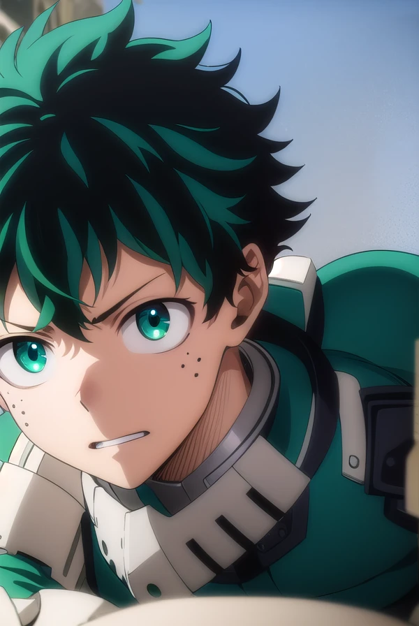 izukumidoriya, <lora:izuku midoriya s3-lora-nochekaiser:1>,
izuku midoriya, midoriya izuku, short hair, (green eyes:1.3), male focus, green hair, messy hair, freckles,
BREAK gloves, belt, white gloves, bodysuit, mask, green bodysuit,
BREAK outdoors,
BREAK ,
BREAK <lyco:GoodHands-beta2:1>, (masterpiece:1.2), best quality, high resolution, unity 8k wallpaper, (illustration:0.8), (beautiful detailed eyes:1.6), extremely detailed face, perfect lighting, extremely detailed CG, (perfect hands, perfect anatomy),