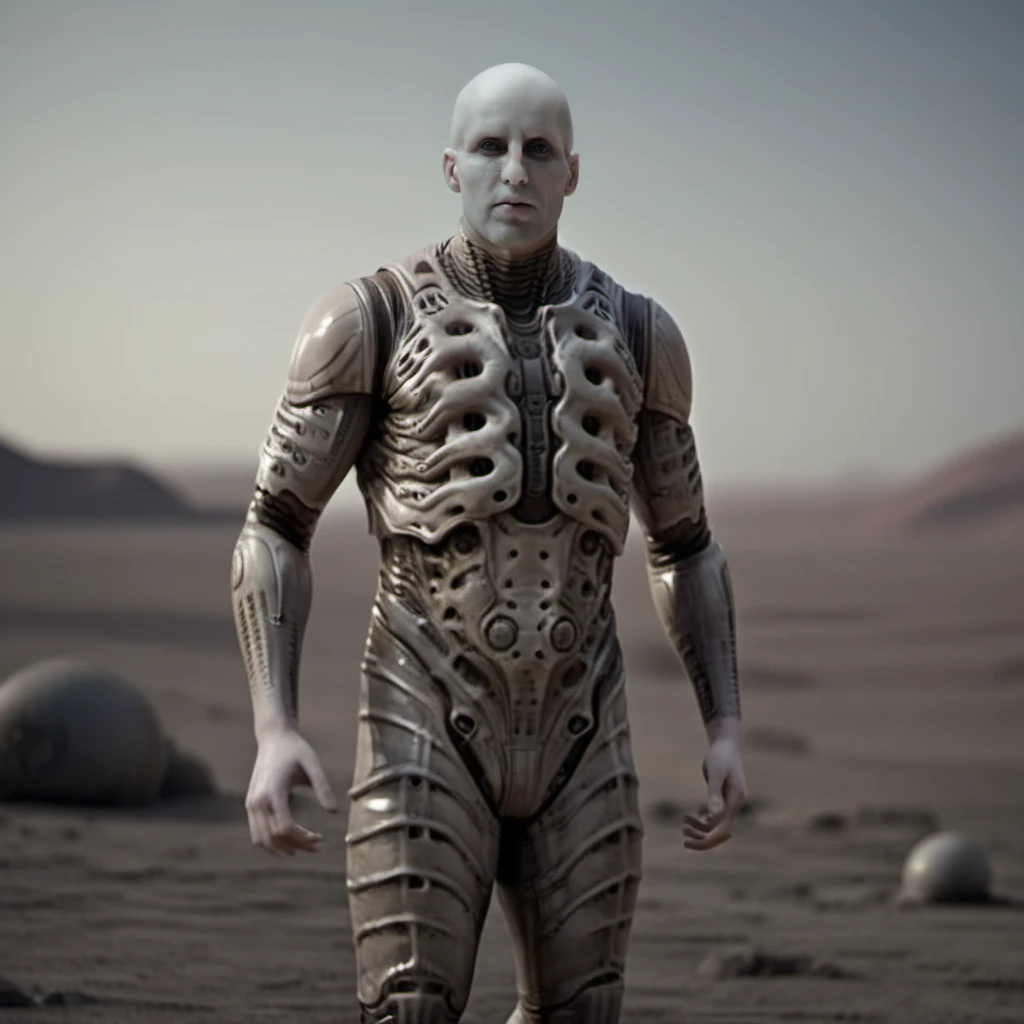 Engineer1024, full body, a bald pale man on a deserted planet, highly detailed, photography, ultra sharp, film, bokeh, professional, 4k <lora:Engineer1024:0.8>