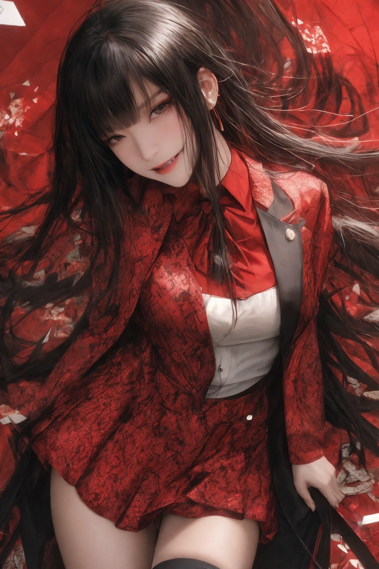 Yumeko Jabamimilf, evil grin, curvy,
uniform, open clothes, skirt, thighhighs, (leaning forward:1.2), looking at viewer, bokeh, film grain, (from below), epiCPhoto
<lora:~Q?-Yumeko Jabami:0.8>
