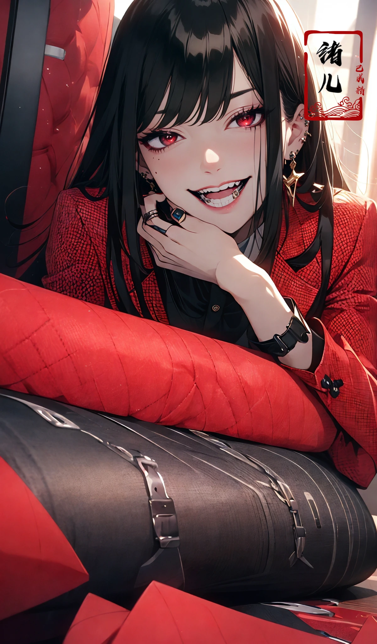 Yumeko Jabami
nail polish red nailsred eyesparted lips (Mole under eye:0.8), (full body:1.1),
<lora:~Q?-Yumeko Jabami:0.8>open mouth,(rolling eyes:1.5),