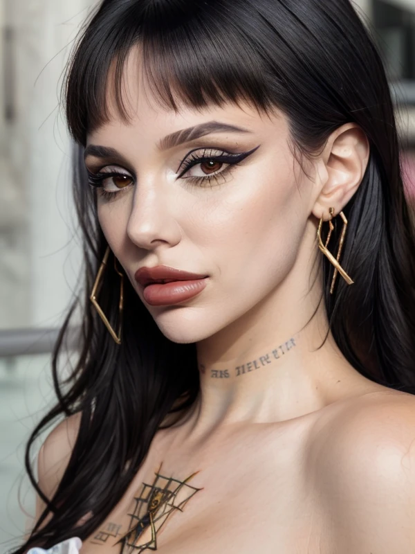 gquality, <lora:joaqui-10:1> joaqui, 1girl, solo, looking at viewer, black hair, earrings, black eyes, portrait, realistic, eyeshadow, lipstick, makeup