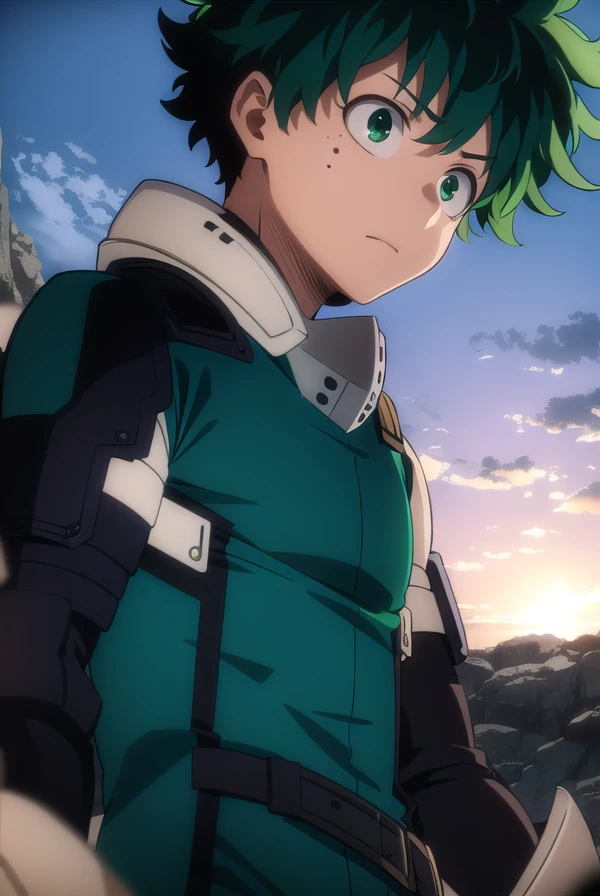 izukumidoriya, <lora:izuku midoriya s3-lora-nochekaiser:1>,
izuku midoriya, midoriya izuku, short hair, (green eyes:1.3), male focus, green hair, messy hair, freckles,
BREAK gloves, belt, white gloves, bodysuit, mask, green bodysuit,
BREAK outdoors,
BREAK ,
BREAK <lyco:GoodHands-beta2:1>, (masterpiece:1.2), best quality, high resolution, unity 8k wallpaper, (illustration:0.8), (beautiful detailed eyes:1.6), extremely detailed face, perfect lighting, extremely detailed CG, (perfect hands, perfect anatomy),