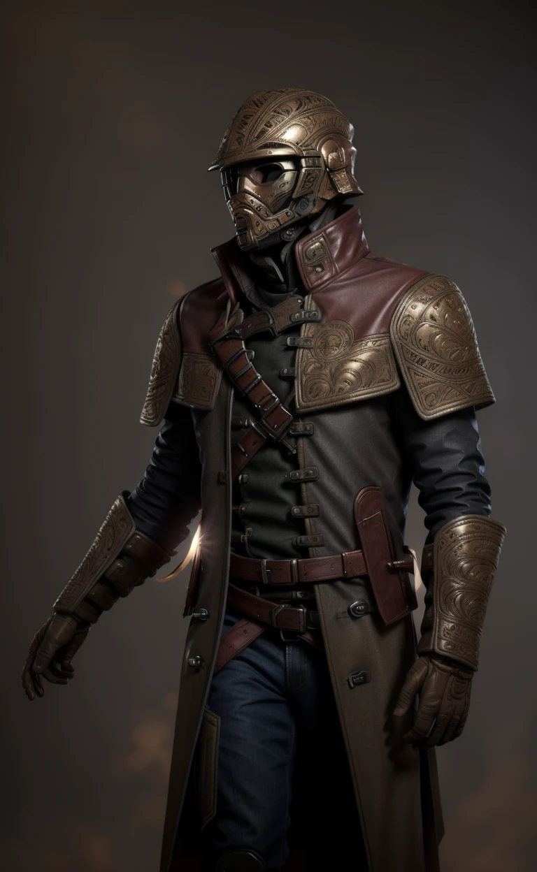 <lora:KTemplar-10:0.8> KTemplar,  man wearing brown coat and helmet, (masterpiece:1.3), (best quality:1.3), beautiful, (intricate details), unity 8k wallpaper, ultra detailed, beautiful, aesthetic, perfect lighting
