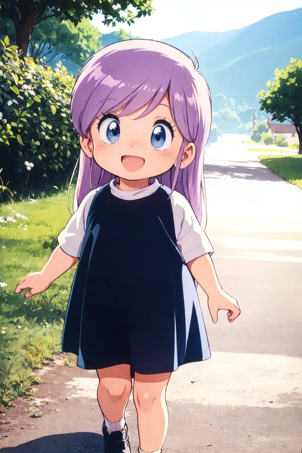 <lora:0 UCcolona:1>,colona,a ****************,chibi,light purple hair,dress,retro artstyle,1girl,solo,1980s \(style\),looking_at_viewer,:d,