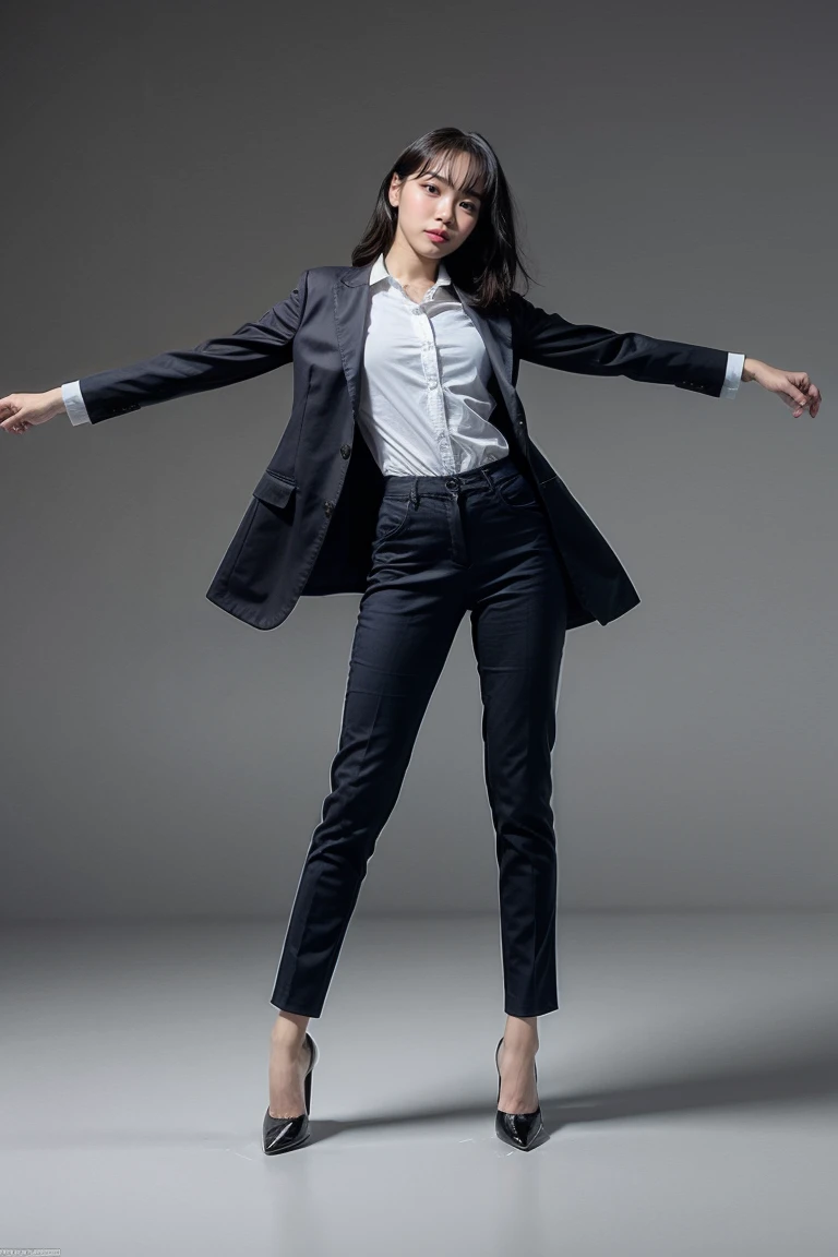 1girl,solo,looking at viewer,full body,(suit,pant suit:1.2),collared shirt, simple background,
<lora:Lovesh-ChaewonV2:0.9>