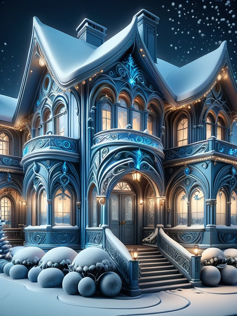 a ral-epochelves house, snow, snowing, christmas theme, christmas lights, highly detailed clean, beautiful detailed intricate, 8K, sharp focus, dim dusk, atmospheric lighting, behance contest winner, featured on unsplash, vector art, Miki Asai Macro photography, close-up, hyper detailed, trending on artstation, sharp focus, studio photo, intricate details, highly detailed <lora:ral-epochelves-sdxl:1>