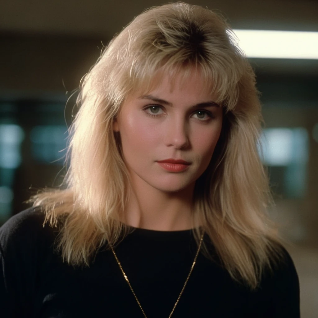 cinematic film still of <lora:Shelly Webster:1.2>
Shelly Webster a blonde choppy hair woman with a long blond hair and a black shirt in the 80's, shallow depth of field, vignette, highly detailed, high budget, bokeh, cinemascope, moody, epic, gorgeous, film grain, grainy