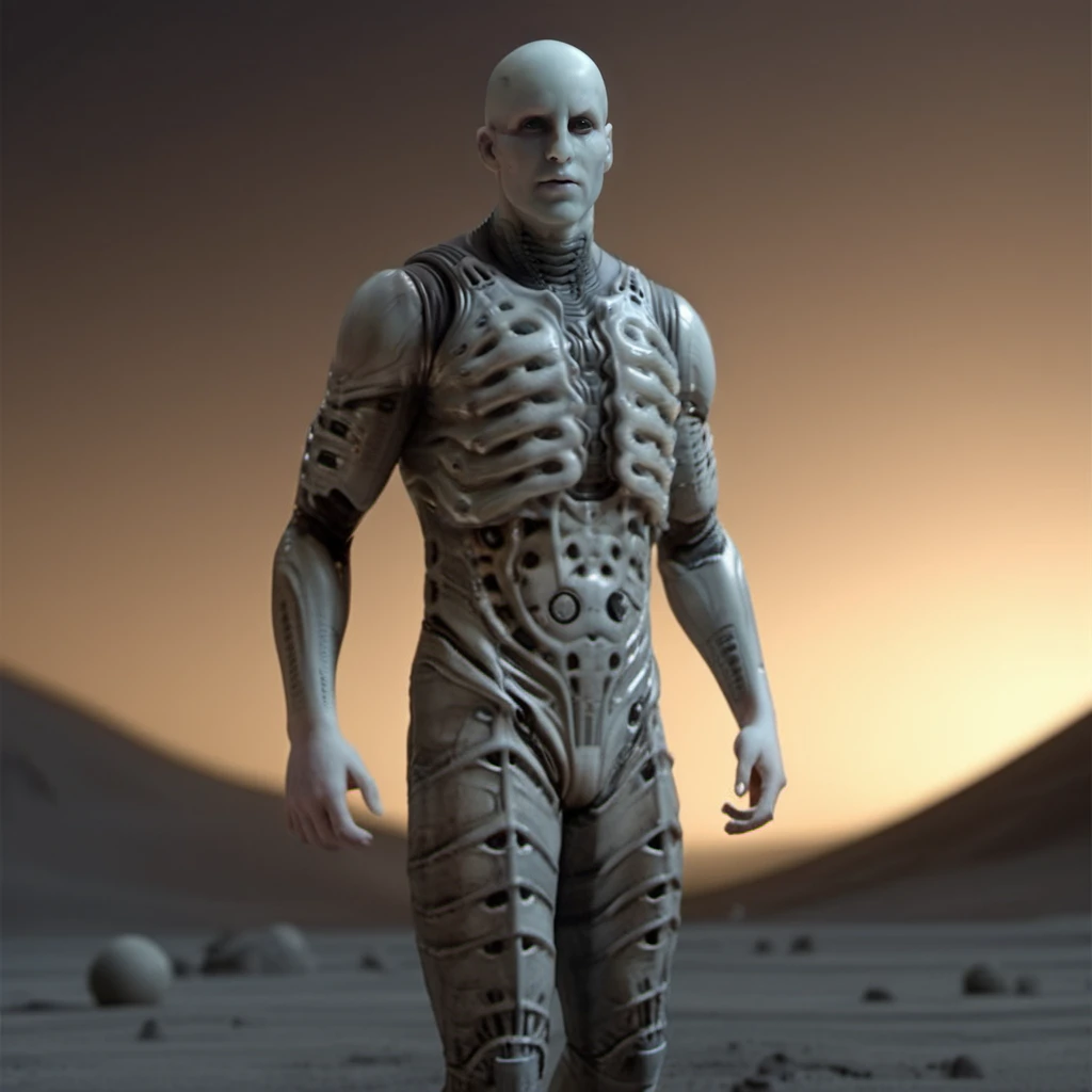 Engineer1024, full body, a bald pale man on a deserted planet, highly detailed, photography, ultra sharp, film, bokeh, professional, 4k <lora:Engineer1024:0.8>