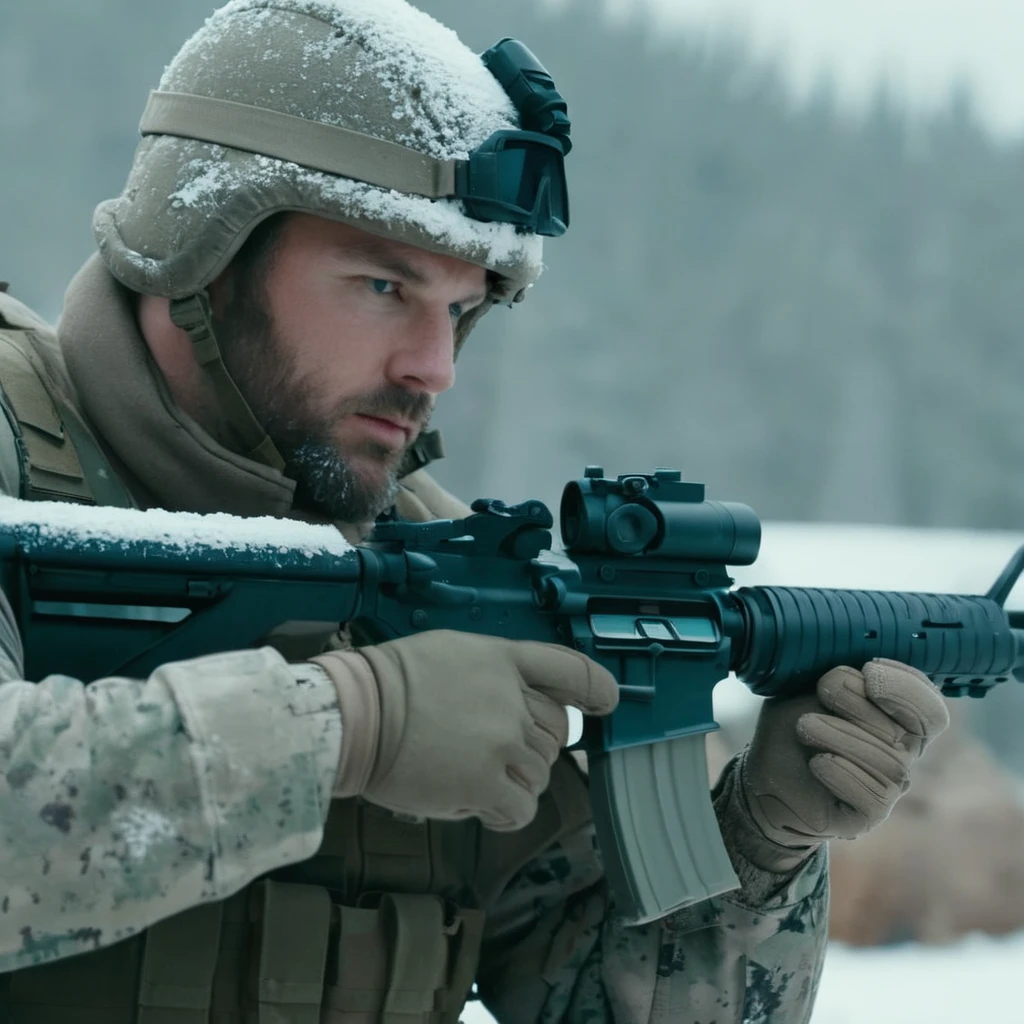 cinematic film still of <lora:M16 Rifle series:1.2>
M16 Rifle series a man in camouflage holding a rifle in the snow perfection, shallow depth of field, vignette, highly detailed, high budget, bokeh, cinemascope, moody, epic, gorgeous, film grain, grainy