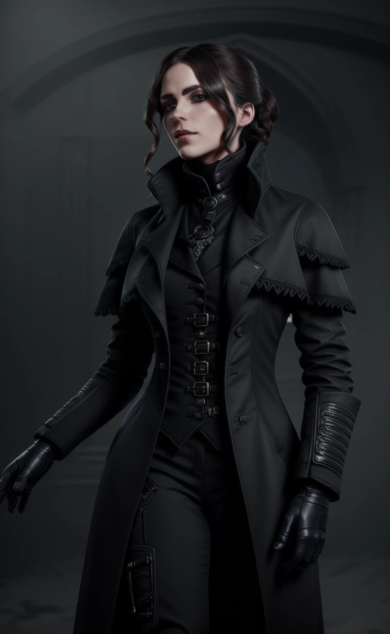 <lora:KTemplar-10:0.8> KTemplar, investigator strict woman wearing black coat and (pants:1.1), (victorian tied hair:1.1), (masterpiece:1.3), (best quality:1.3), beautiful, (intricate details), unity 8k wallpaper, ultra detailed, beautiful, aesthetic, perfect lighting