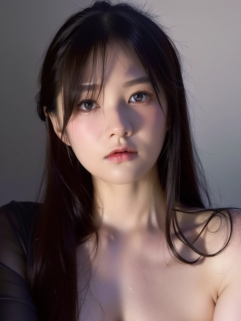 Best quality,masterpiece,ultra high res,(photorealistic:1.4),raw photo,1girl,offshoulder,in the dark,deep shadow,low key,cold light,yanran,