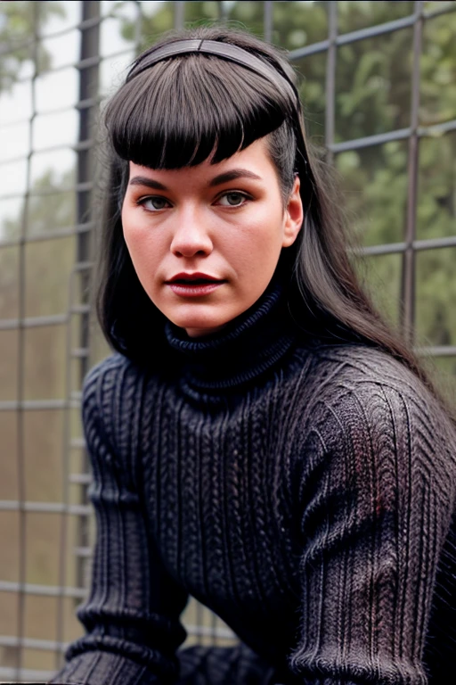 b3tti3pa6e, black hair, shimmering blue eyes, black turtleneck sweater, jeans, outdoors, ((zoo)), ((feedig animals)), <lora:Bettie_Page_PMv1_Lora:1.3>,, digital painting portrait, natural lighting, in the style of pixar, trending on artstation, sharp, focus art by Arthur Streeton and BoÅ¾idar Jakac, ((Cinematic Still-Shot))
